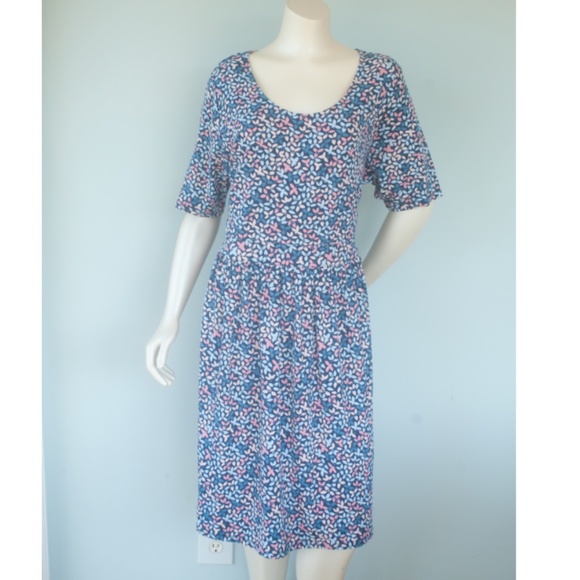 Lands' End Floral Fit & Flare Jersey Stretch Dress - Picture 7 of 12